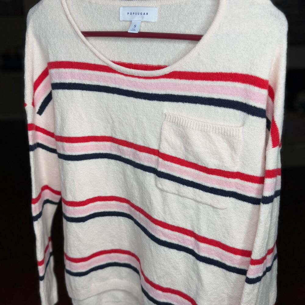 POPSUGAR Striped Crew Neck Long Sleeve Sweater